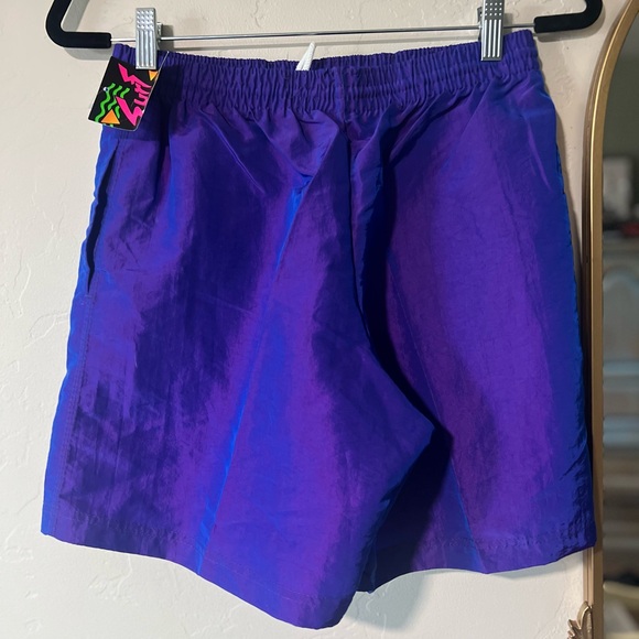 Surf Style Shorts Iridescent Purple Nylon Neon Logo 90s Size M NWT - Picture 4 of 12